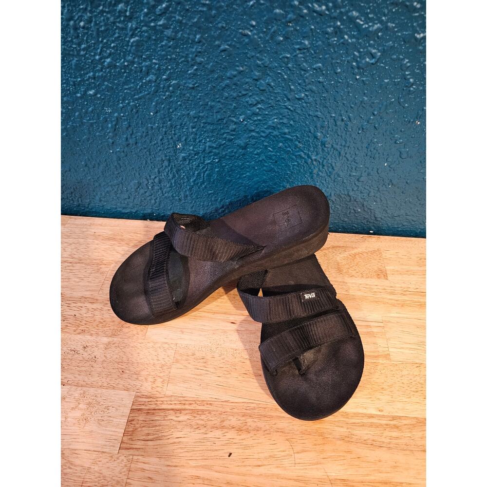 Teva Mush Mandalyn Wedge Sandals Women's Size 8 Black Comfort Flip Flops - Picture 4 of 8